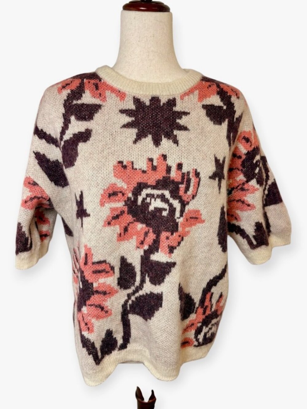 Scotch & Soda Starwatcher Cream Purple Floral Oversized Sweater Size Small